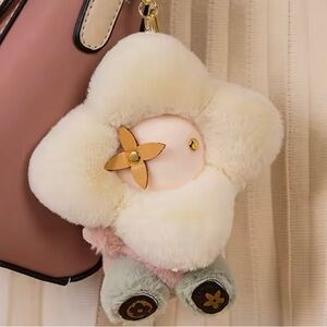 Vivienne Upcycled LV Flower Keychain with Pastel Colors
